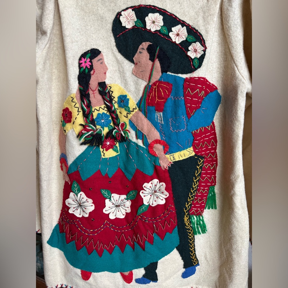 Vintage 1950s Handcrafted Wool Garcia Leal  Mexican Tourist Jacket Appliqués